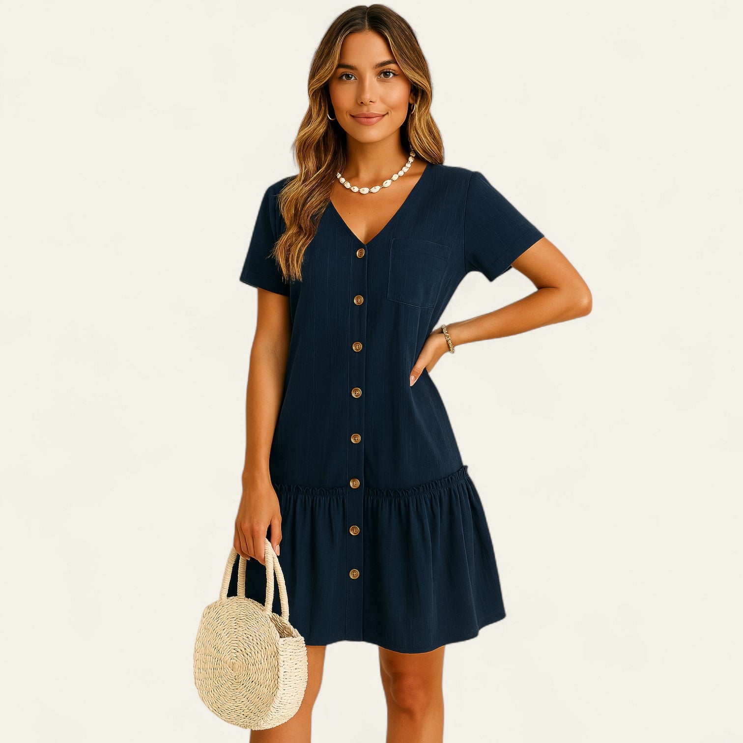 RAVENA BUTTON DRESS