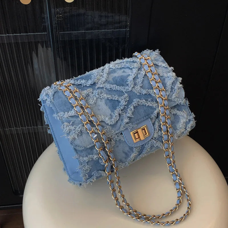 FRAYLA DENIM SHOULDER BAG