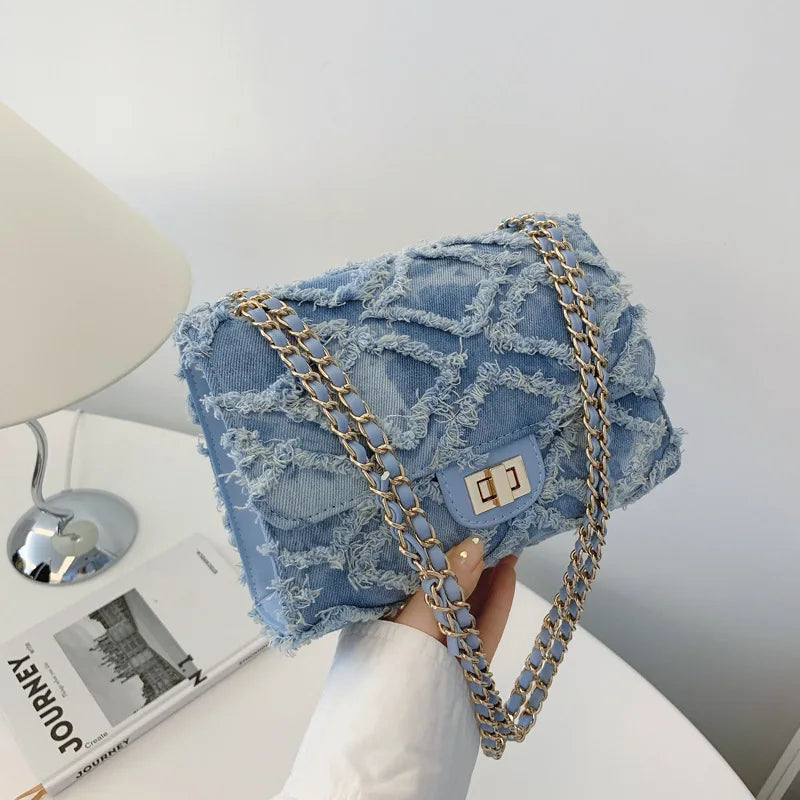 FRAYLA DENIM SHOULDER BAG