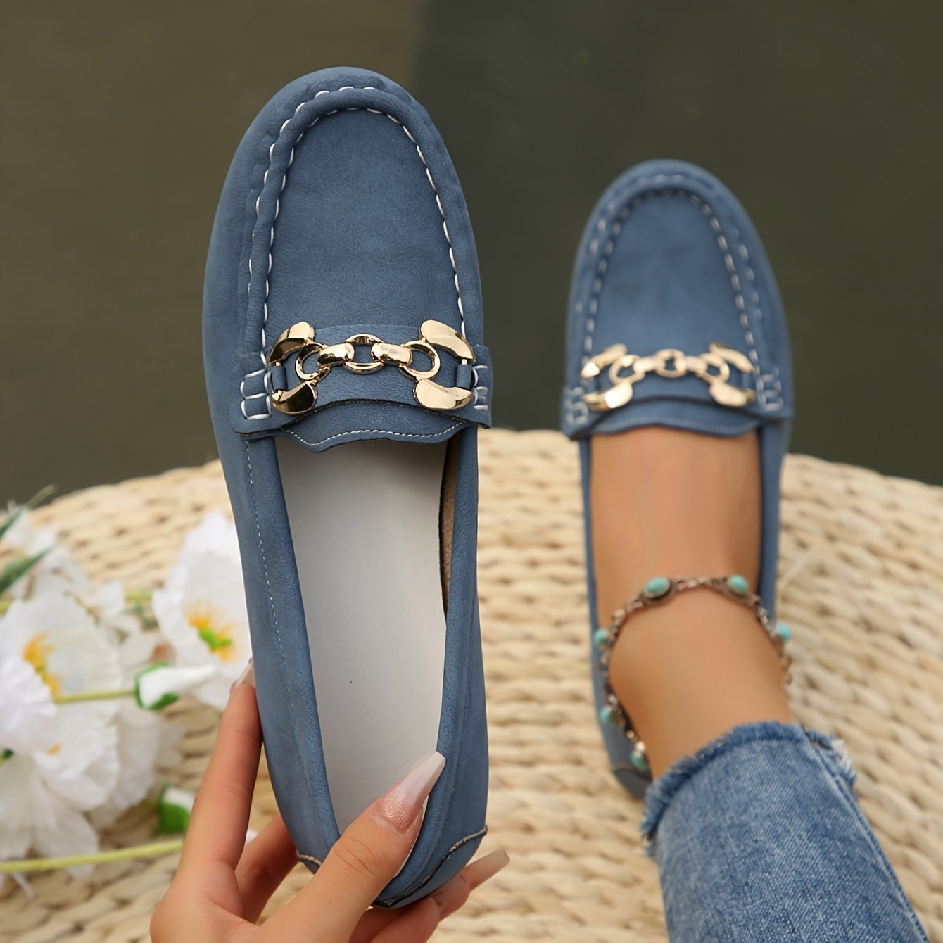 MILAN CHAIN DETAIL SLIP-ON SHOE
