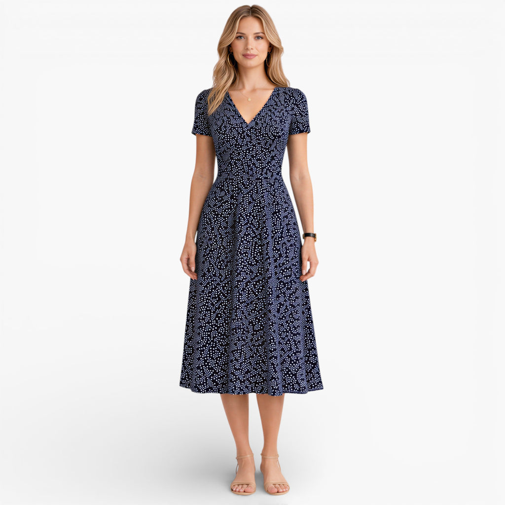 Women’s Floral Midi Dress V Neck Elegant Casual Day Dress