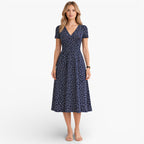 Women’s Floral Midi Dress V Neck Elegant Casual Day Dress