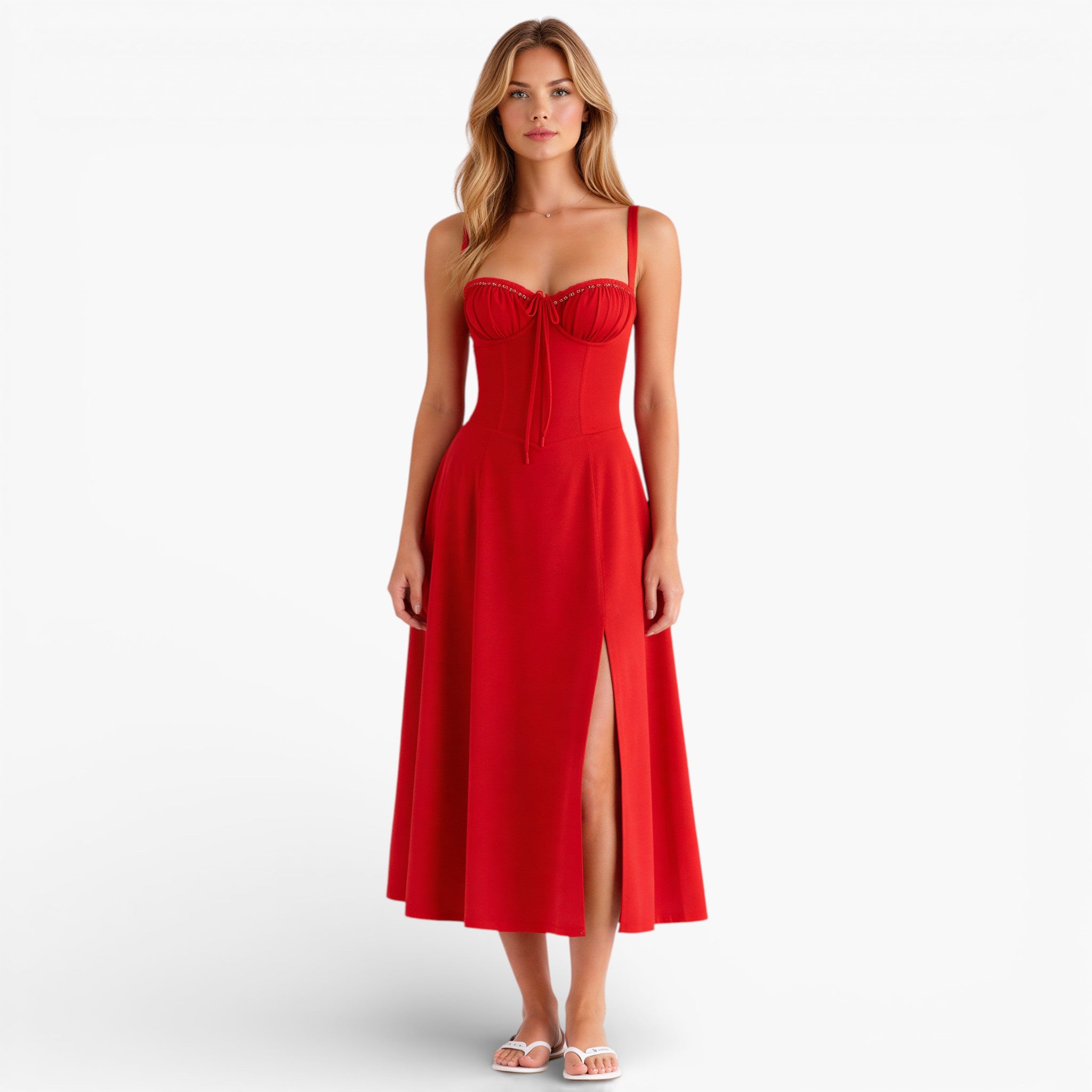 Womens Midi Dress Elegant Structured Fit