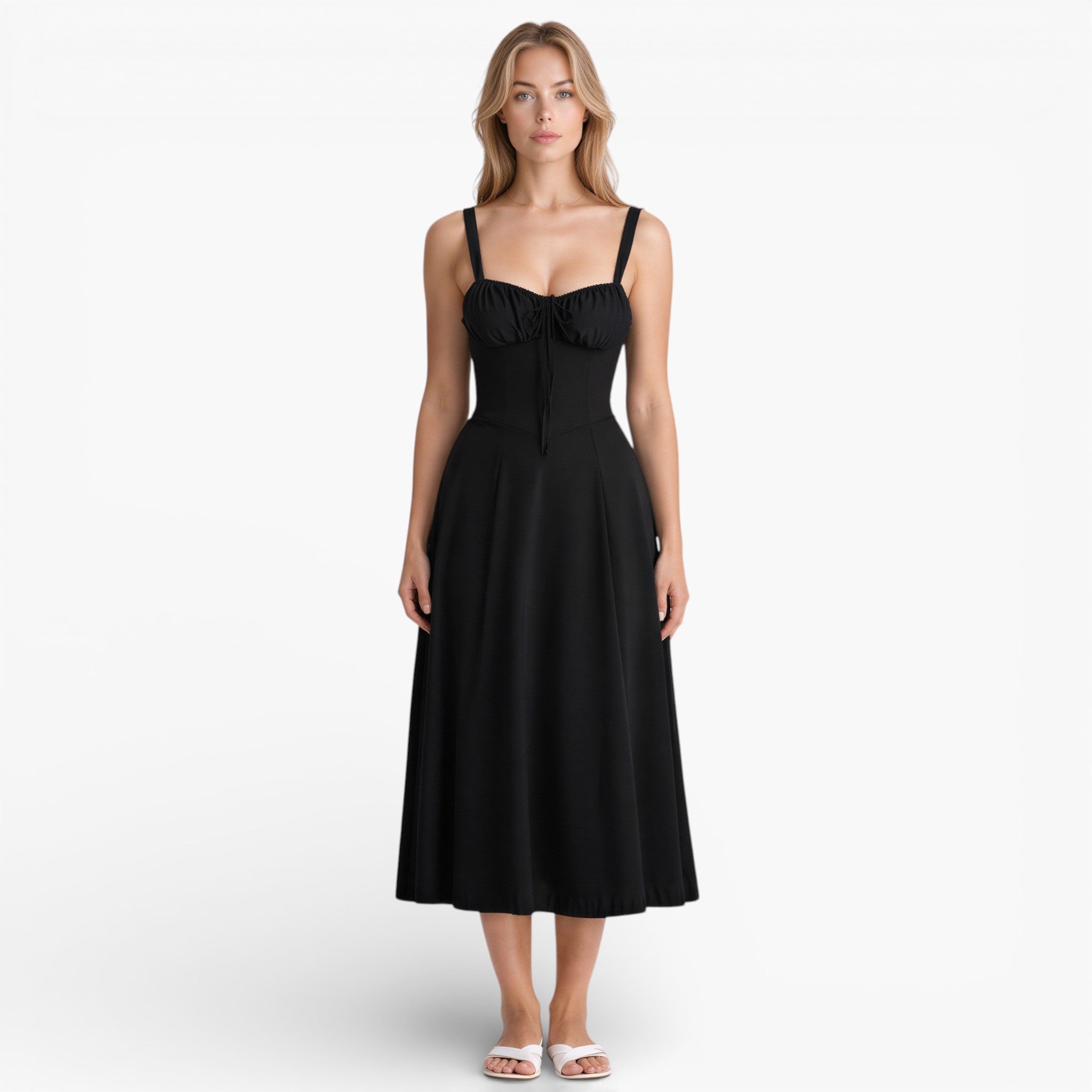 Womens Midi Dress Elegant Structured Fit