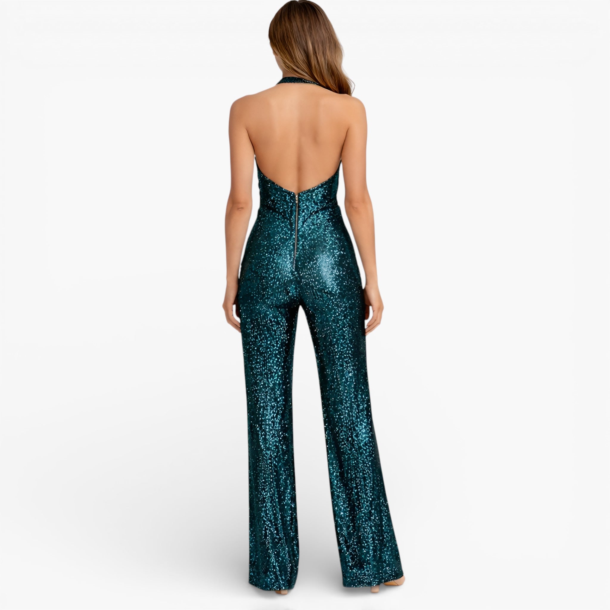 Women’s Halter Neck Jumpsuit Wide Leg Elegant Evening Outfit