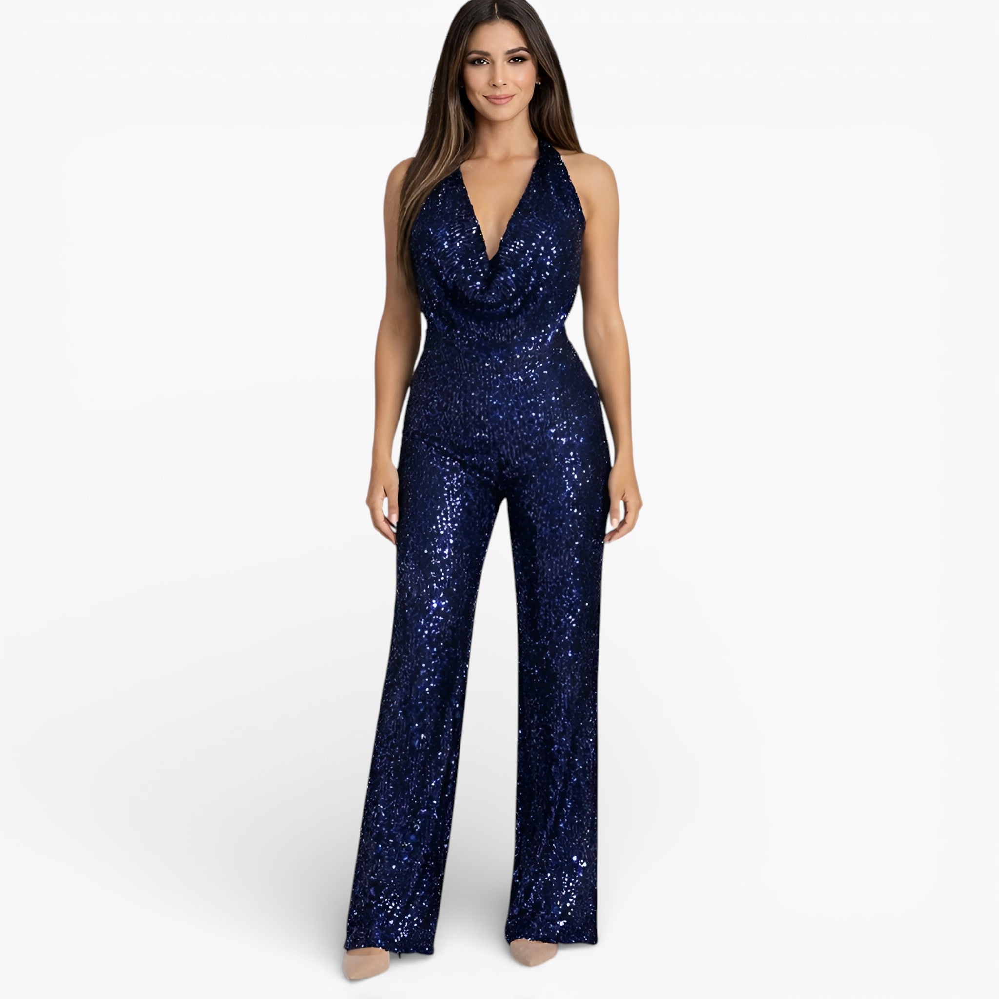 Women’s Halter Neck Jumpsuit Wide Leg Elegant Evening Outfit