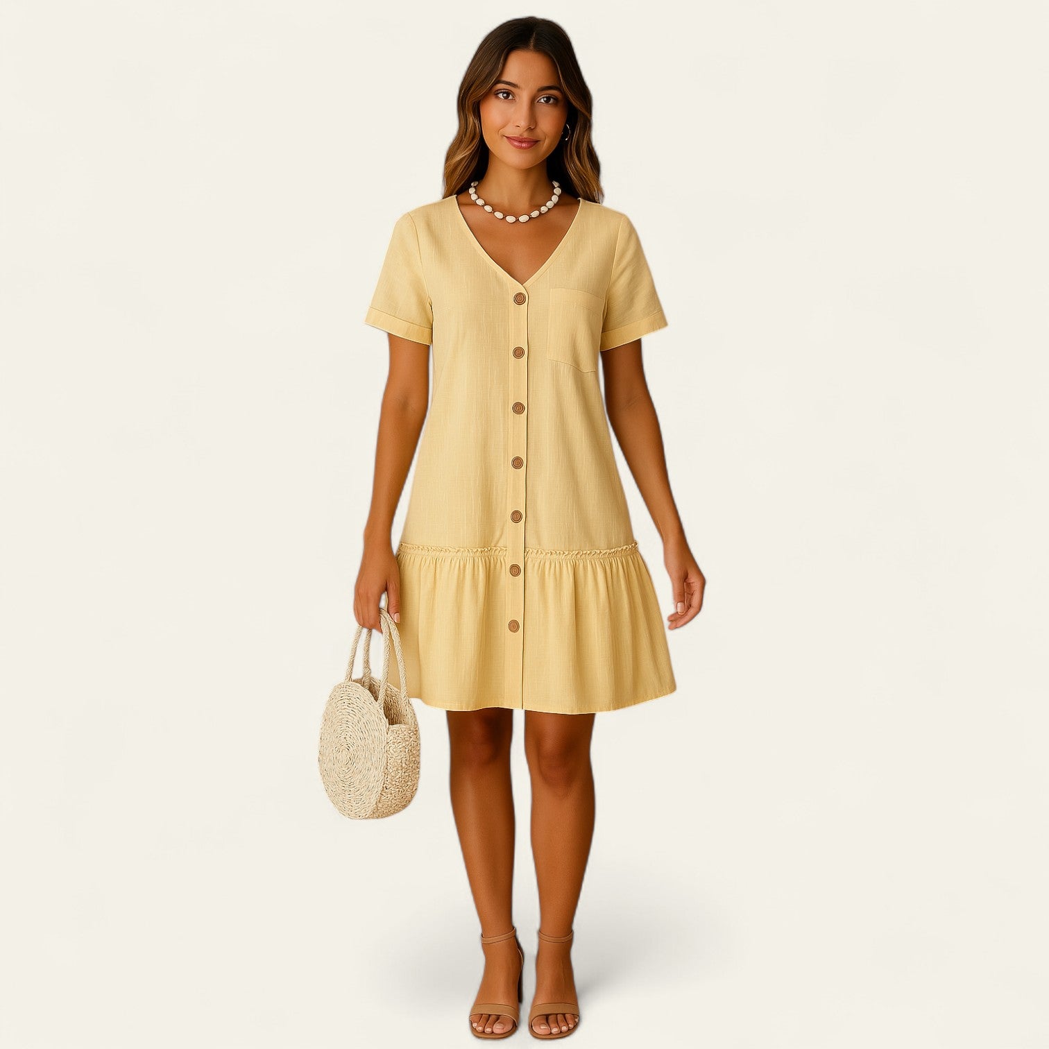 RAVENA BUTTON DRESS