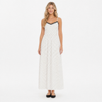 White polka-dot lace maxi dress - front
