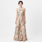 Floral silk-touch maxi dress front view