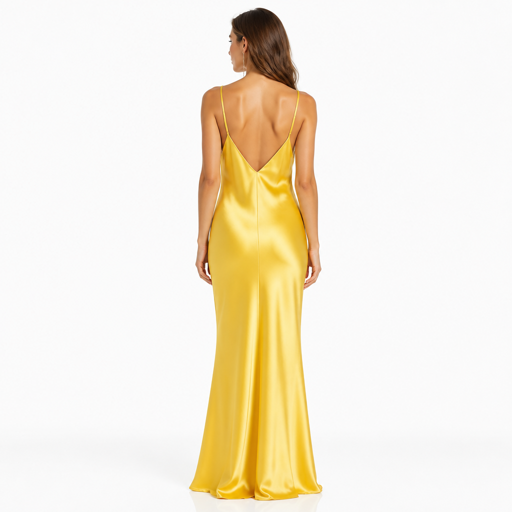 Yellow satin slip back