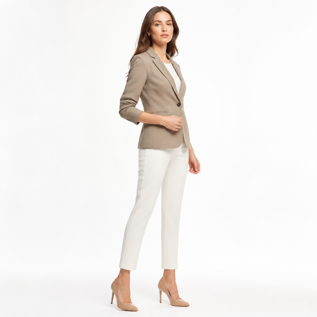 Khaki fitted blazer jacket side view