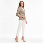 Khaki fitted blazer jacket side view