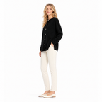 Black Cashmere O-Neck Cardigan side view