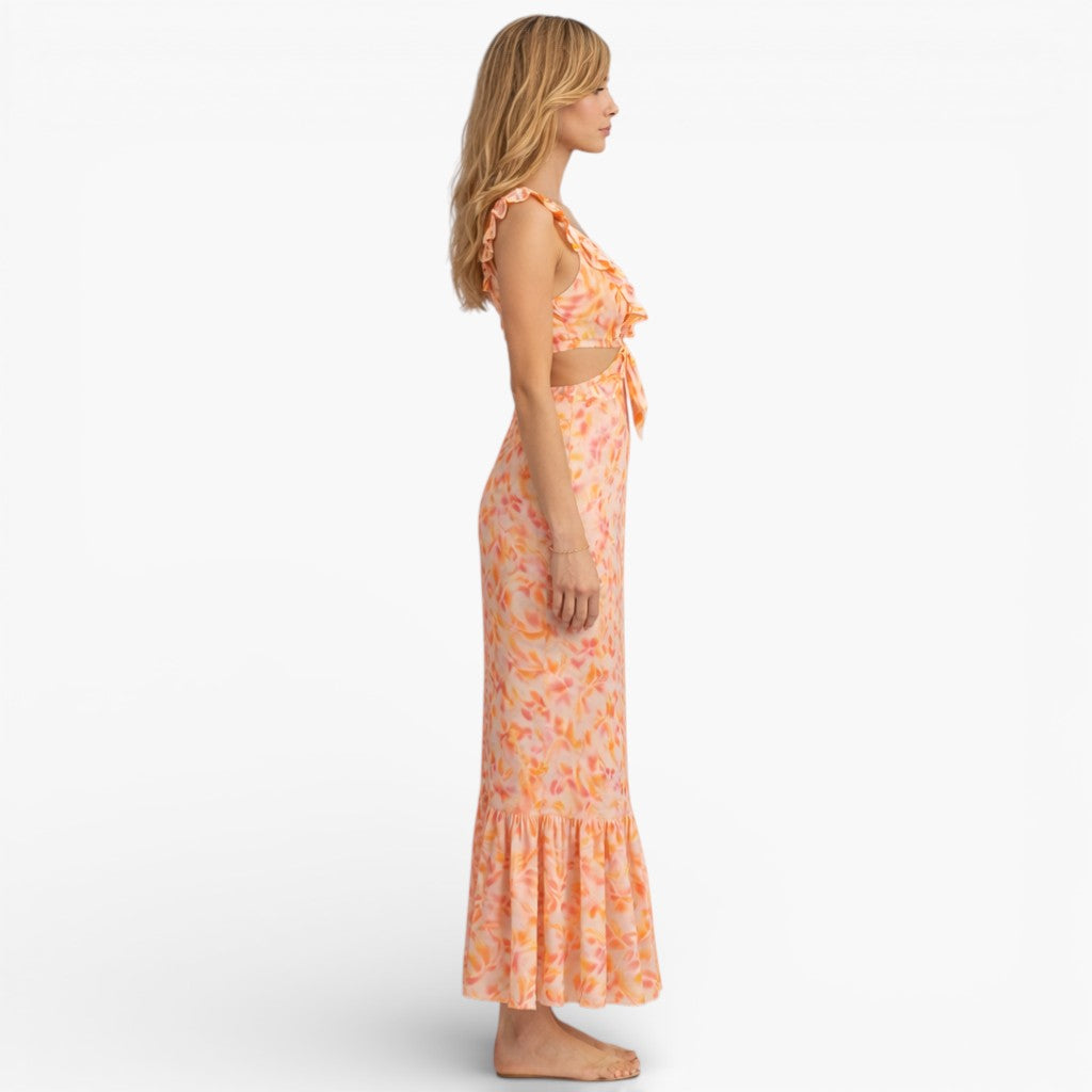 Women’s Ruffle Trim Floral Sleeveless Maxi Dress